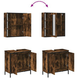 2 Piece Bathroom Furniture Set Smoked Oak Engineered Wood 3214722