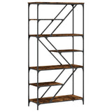 Bookshelf Smoked Oak 91x36x176 cm Engineered Wood and Steel 835416
