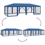 Party Tent with 12 Mesh Sidewalls Blue 8x4 m HDPE 4010072