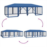Party Tent with 12 Mesh Sidewalls Blue 8x4 m HDPE 4010072