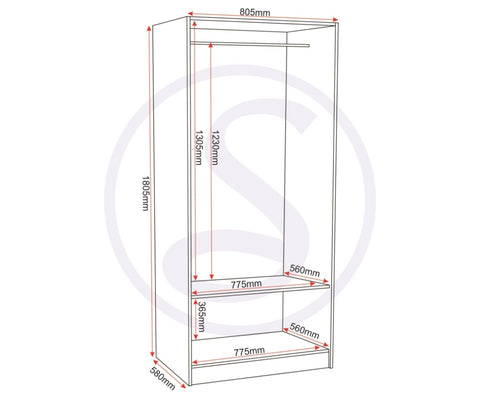 ZNTS Bellingham 2 Door Wardrobe 100-101-003