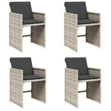 Garden Chairs with Cushions 4 pcs Light Grey Poly Rattan 364988