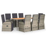 9 Piece Garden Dining Set Grey Poly Rattan&Solid Wood Acacia 3157626