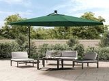 Cantilever Garden Parasol with LED Lights and Metal Pole 350 cm Green 44524