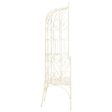 Garden Bench Antique White Wrought Iron Medium Decorative Inlays 45432