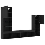 TV Cabinet 4 pcs Black oak Engineered wood 3334391