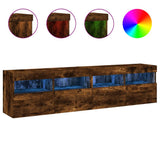 TV Wall Cabinets with LED Lights 2 pcs Smoked Oak 80x30x40 cm 837206