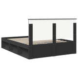 Bed Frame with Headboard Black 150 x 200 cm Solid Pine Wood 3410993