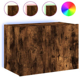 TV Wall Cabinet with LED Lights Smoked Oak 60x35x41 cm 837310