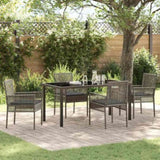 Garden Dining Set with Cushion 5 pcs Grey Poly Rattan 3379880