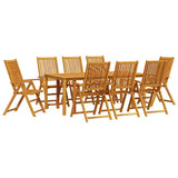 Garden Dining Set Folding 9 pcs Brown Solid Acacia Wood 3375622
