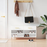 Shoe Bench White 102x35x55 cm Engineered Wood 829724