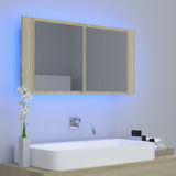 LED Bathroom Mirror Cabinet Sonoma Oak 90x12x45 cm Acrylic 804975