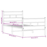 Metal Bed Frame without Mattress Smoked Oak 100x200 cm 4017066