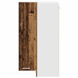 Hanging Cabinet with Door Old Wood and White 57 x 57 x 100 cm 884376