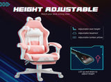 Cat Ear and Paw Reclining Office Chair, with Footrest - Pink/White T3398P344128