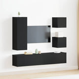 TV Cabinet Set Wall-mounted 6 pcs Black oak 160 x 30 x 30.5 cm 3393430