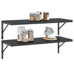 Wall Shelves 2 pcs 100x40x3 cm Black Stainless Steel 30287