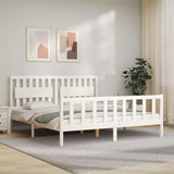 Bed Frame without Mattress White Super King Size Solid Wood Pine 3192442