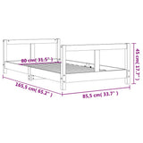 Kids Bed Frame White 80x160 cm Solid Wood Pine 834430