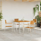 Garden Chair 4 pcs Solid Teak Wood and Stainless Steel 42006204