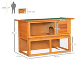 Rabbit Hutch Outdoor Guinea Pig Hutch Wooden Pet Cage Run 2-Tier with Opening Top, 90 x 45 x 80cm T3398P350018