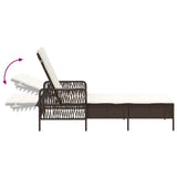 Sun Lounger Brown and Cream White 55 x 200 x 92 cm Poly Rattan 365426