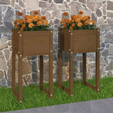Planters 2 pcs Honey Brown 40x40x81 cm Solid Wood Pine 822129