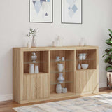 Sideboard with LED Lights Sonoma Oak 181.5x37x100 cm 3209179