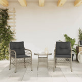 Garden Chairs with Cushions 2 pcs Light Grey Poly Rattan 365158