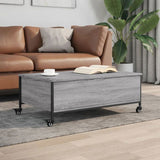 Coffee Table with Wheels Grey Sonoma 91x55x34 cm Engineered Wood 842299