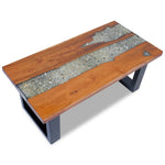 ZNTS Coffee Table Teak Resin 100x50 cm 243467