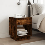 ZNTS Bedside Table with Infinity LED Smoked Oak 40x40x50 cm 3284081