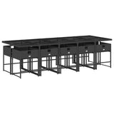 11 Piece Garden Dining Set with Cushions Black Poly Rattan 3211290