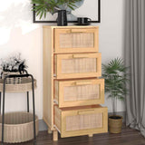 Sideboard Brown 40x30x90 cm Solid Wood Pine and Natural Rattan 345644