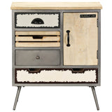 Sideboard Solid Mango Wood and Steel 65x33x76 cm 246283