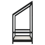 Kids Bed Frame Black 70x140 cm Solid Wood Pine 835708
