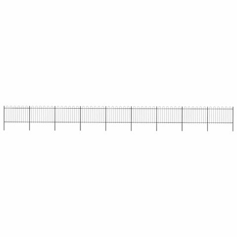 Garden Fence with Hoop Top Steel 1603.5x120 cm Black 277673