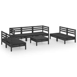 ZNTS 8 Piece Garden Lounge Set Black Solid Pinewood 3082571