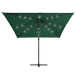 ZNTS Cantilever Garden Parasol with LED lights and Steel Pole 250x250 cm Green 46993