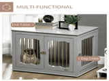 Dog Crate End Table Furniture Style Dog Cage w/ Three Doors, Locks and Latches - Grey T3398P376391