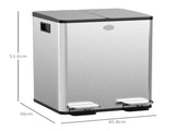 40L Dual Compartment Stainless Steel Bin, with Deodoriser Holders - Silver Tone T3398P344194