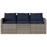 2 Piece Garden Dining Set with Cushions Grey Poly Rattan 366335