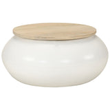 Coffee Table White 51x51x27 cm Solid Wood Mango 352052