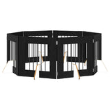 Dog Gate with Stands 8 pcs Black Oak 60 x 60 cm Engineered Wood 892163
