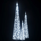 Acrylic Decorative LED Light Cone Set Cold White 60/90/120cm 328972
