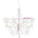 281604 Chandelier with Beads White 8 x E14 Bulbs