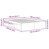 Bed Frame without Mattress Concrete Grey 140x190 cm 3203904