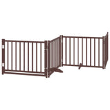 Dog Gate with Door Foldable 4 Panels Brown Oak 320 cm Solid Wood Fir 352297