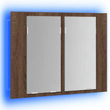 LED Mirror Cabinet Brown Oak 60x12x45 cm Engineered Wood 822843
